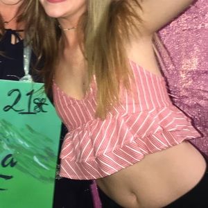 Pink Striped Forever 21 Crop Top